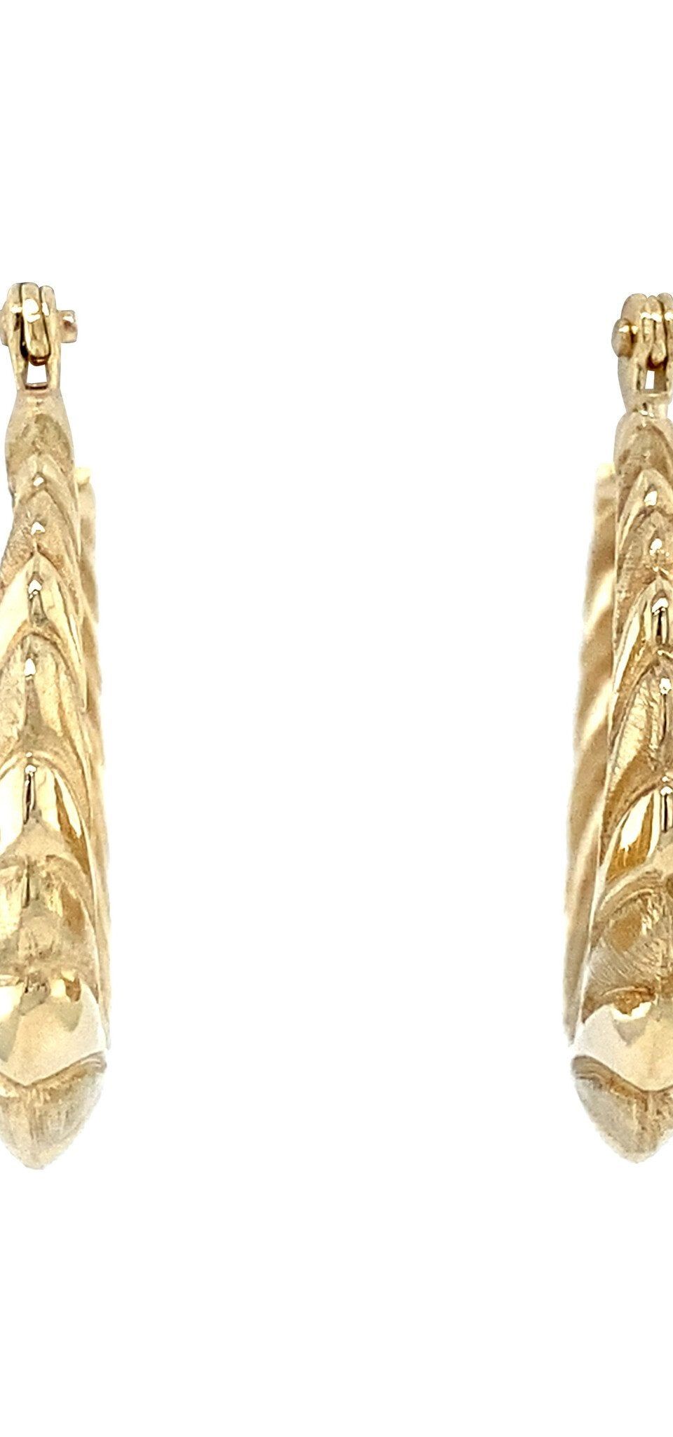 Vintage 14K Gold Fancy Hoop Earrings